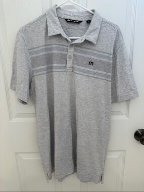Travis Mathew Light Gray Striped Chest Polo